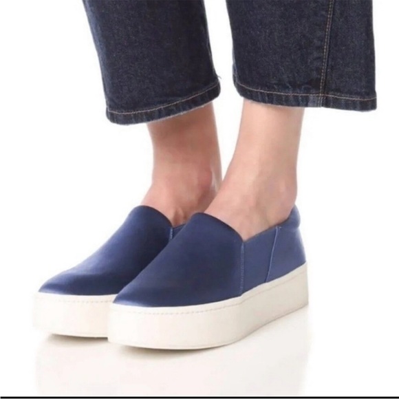 Vince Navy Suede Warren Platform Sneaker Slip On Size Size 7 - Picture 1 of 9